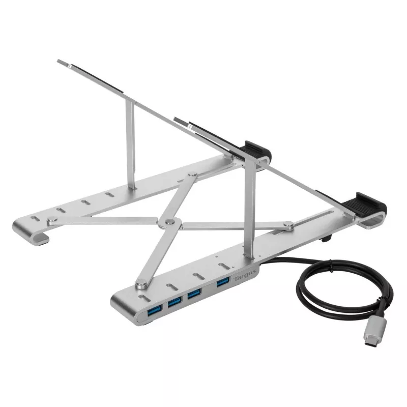 Targus AWU100205GL laptopstandaard met 4-poorts usb-hub, 25,4–39,6 cm (10–15,6 inch), zilver