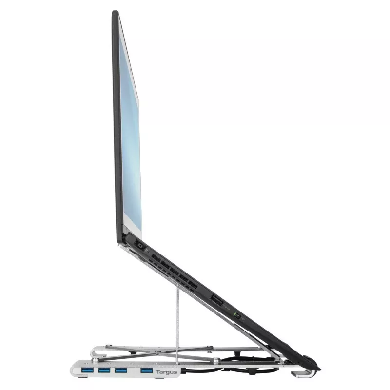 Targus AWU100205GL laptopstandaard met 4-poorts usb-hub, 25,4–39,6 cm (10–15,6 inch), zilver
