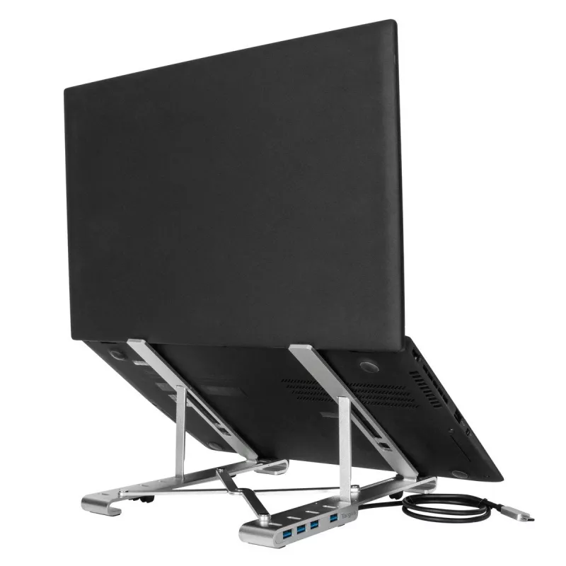 Targus AWU100205GL laptopstandaard met 4-poorts usb-hub, 25,4–39,6 cm (10–15,6 inch), zilver