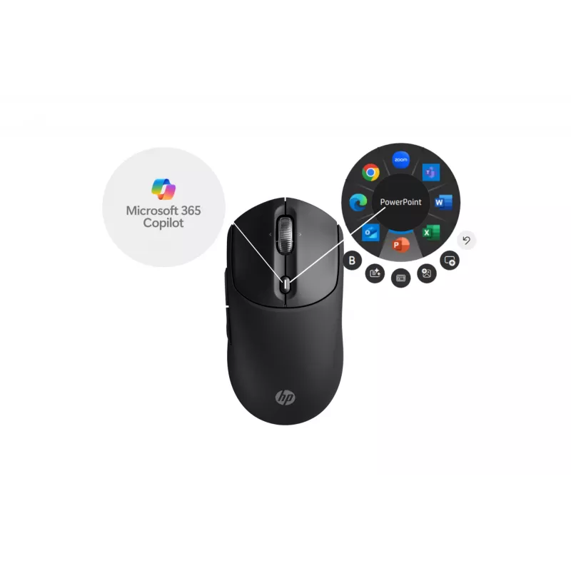 HP 700 oplaadbare draadloze muis, voor beide handen, RF Wireless + Bluetooth, 6000 DPI, zwart