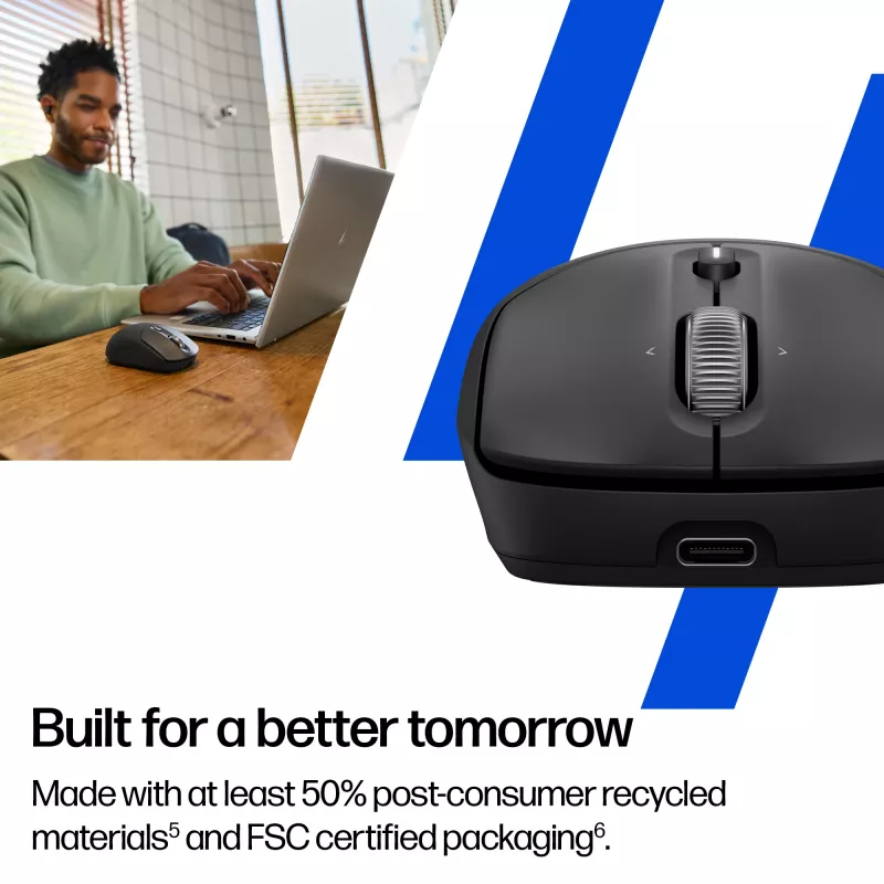 HP 700 oplaadbare draadloze muis, voor beide handen, RF Wireless + Bluetooth, 6000 DPI, zwart
