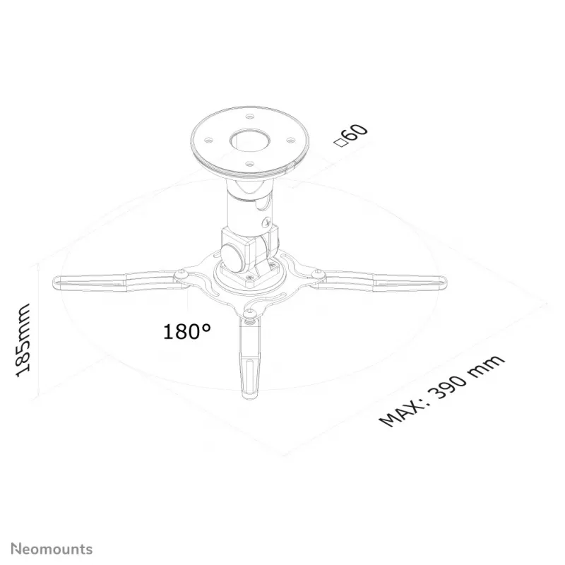 Neomounts BEAMER-C50 beamer-plafondsteun - H 18,5 cm - volledig beweegbaar