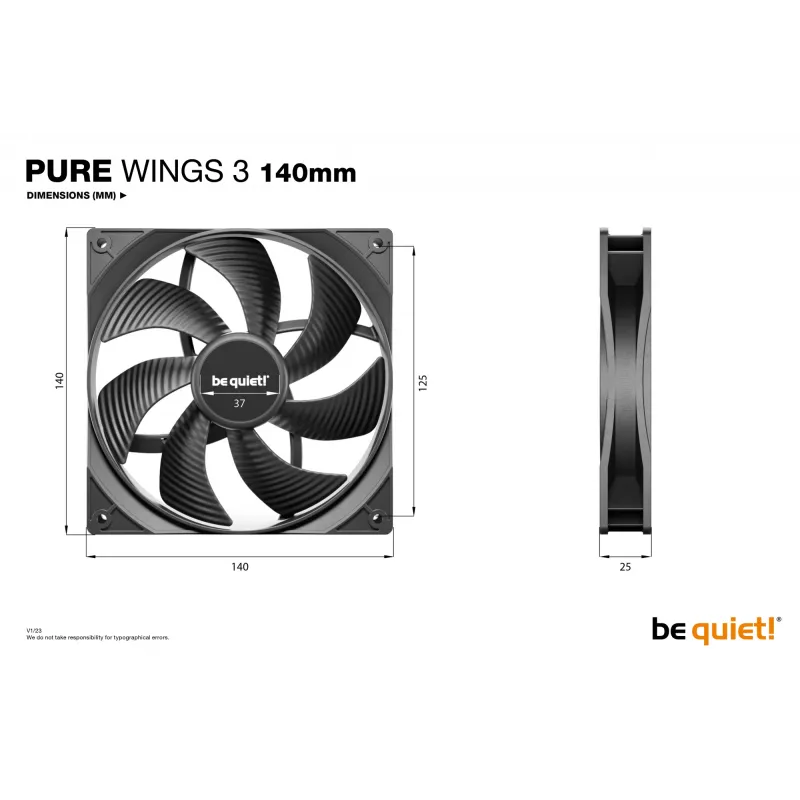 be quiet! Pure Wings 3 140mm computerbehuizingsventilator 14 cm zwart 1 stuk