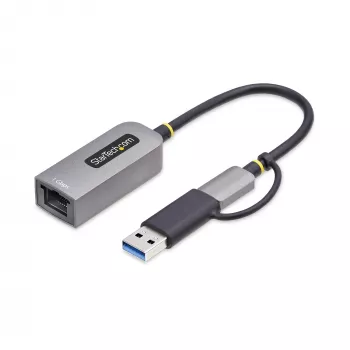 StarTech.com USB-C-naar-Ethernet-adapter met USB-A-dongle, 10/100/1000 Mbit/s, USB 3.0 naar Gigabit Ethernet netwerkadapter, 15 cm vaste kabel, USB GbE-adapter