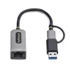 StarTech.com USB-C-naar-Ethernet-adapter met USB-A-dongle, 10/100/1000 Mbit/s, USB 3.0 naar Gigabit Ethernet netwerkadapter, 15 cm vaste kabel, USB GbE-adapter