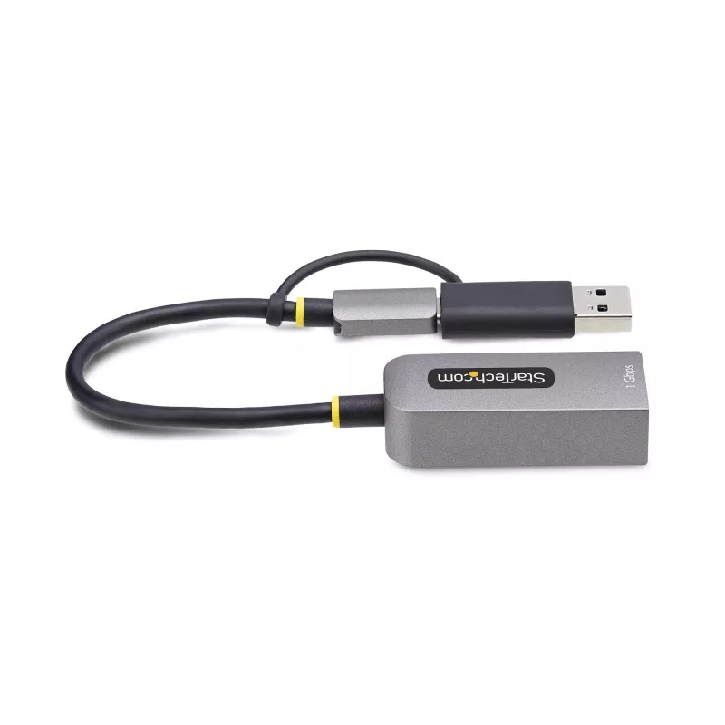 StarTech.com USB-C-naar-Ethernet-adapter met USB-A-dongle, 10/100/1000 Mbit/s, USB 3.0 naar Gigabit Ethernet netwerkadapter, 15 cm vaste kabel, USB GbE-adapter