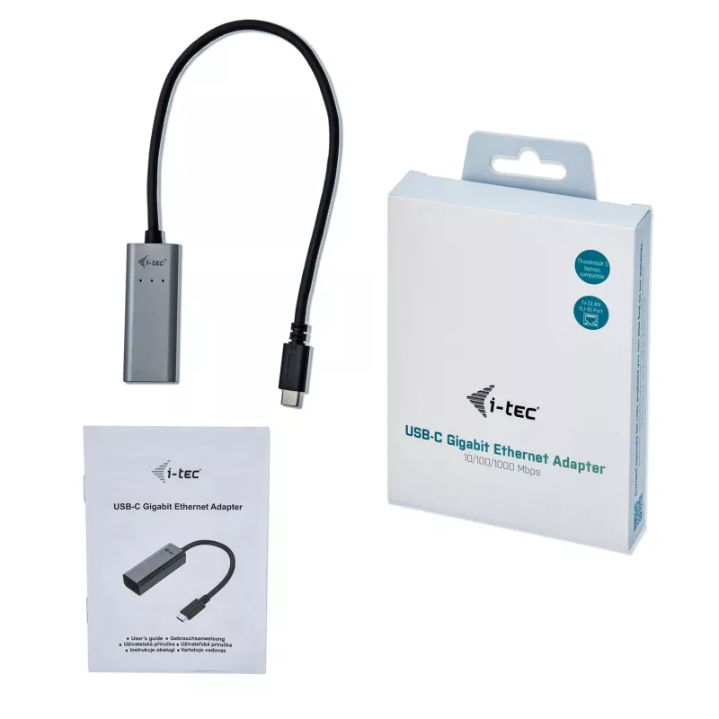 i-tec Metal USB-C Gigabit Ethernet-adapter, bedraad, USB Type-C, Ethernet, 1000 Mbit/s, grijs