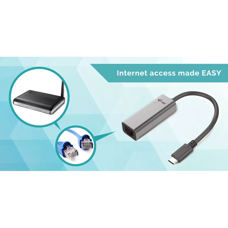 i-tec Metal USB-C Gigabit Ethernet-adapter, bedraad, USB Type-C, Ethernet, 1000 Mbit/s, grijs