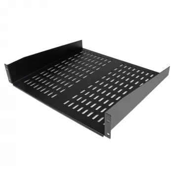 StarTech.com 2U serverrack-legbord – universele geventileerde rack-mount cantilever-legbord voor 19-inch netwerkapparatuurrack en -kast – hoogbelastbaar staal – draagvermogen 23 kg – 16 inch diep legbord, zwart