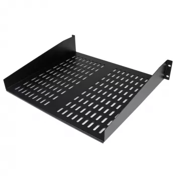 StarTech.com 2U serverrack-legbord – universele geventileerde rack-mount cantilever-legbord voor 19-inch netwerkapparatuurrack en -kast – hoogbelastbaar staal – draagvermogen 23 kg – 16 inch diep legbord, zwart