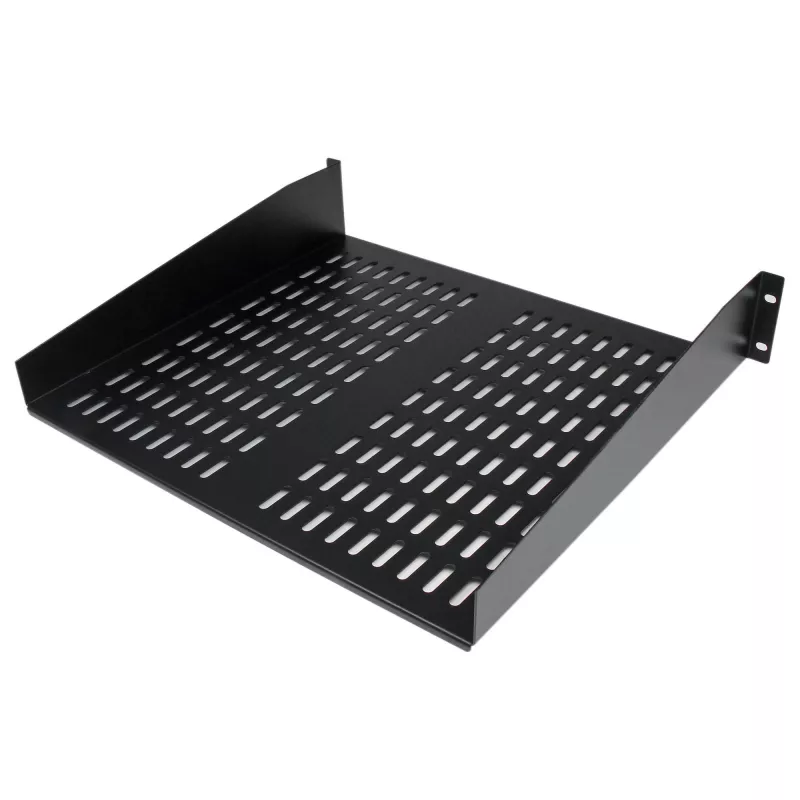 StarTech.com 2U serverrack-legbord – universele geventileerde rack-mount cantilever-legbord voor 19-inch netwerkapparatuurrack en -kast – hoogbelastbaar staal – draagvermogen 23 kg – 16 inch diep legbord, zwart