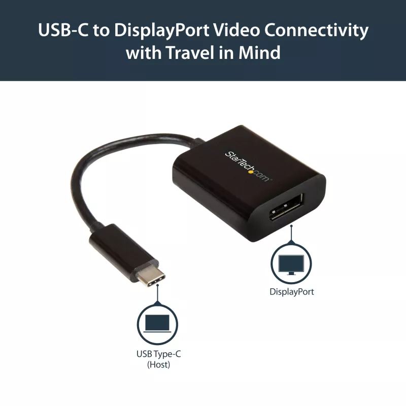 StarTech.com USB-C naar DisplayPort adapter - 4K 60Hz/8K 30Hz - USB Type-C naar DP 1.4 HBR2 adapter dongle - compacte USB-C (DP Alt Mode) monitor videoconverter - Thunderbolt 3 compatibel