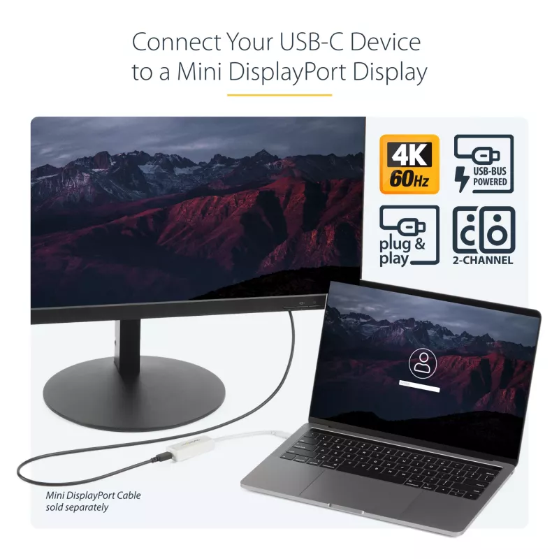 StarTech.com USB-C naar Mini DisplayPort adapter – 4K 60 Hz – wit – USB 3.1 Type-C naar Mini DP adapter – bijgewerkte versie is CDP2MDPEC