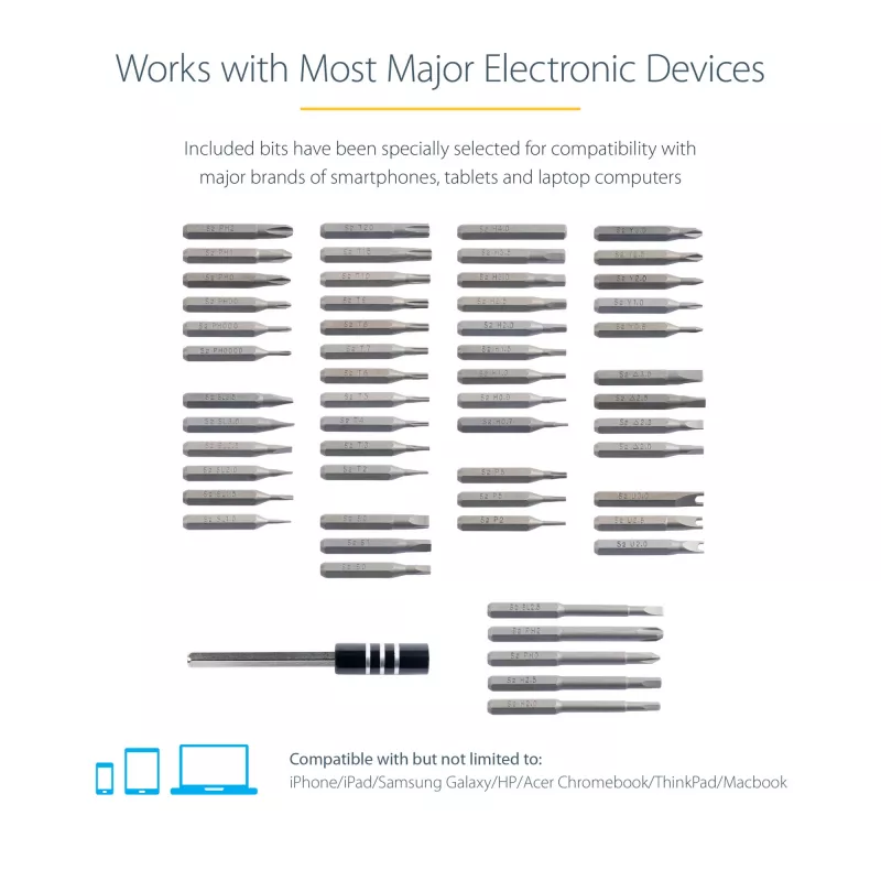 StarTech.com 55-bits elektrische precisie-schroevendraaierset - draagbare draadloze accu-aangedreven bit-schroevendraaierset voor elektronica-, laptop-, computer-, tablet- en telefoonreparaties - magnetische werkmat