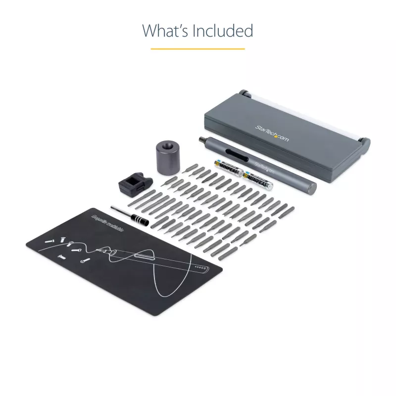 StarTech.com 55-bits elektrische precisie-schroevendraaierset - draagbare draadloze accu-aangedreven bit-schroevendraaierset voor elektronica-, laptop-, computer-, tablet- en telefoonreparaties - magnetische werkmat