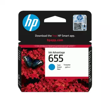 HP 655 cyaan originele Ink Advantage-cartridge, cyaan, 1 stuk, 600 pagina's
