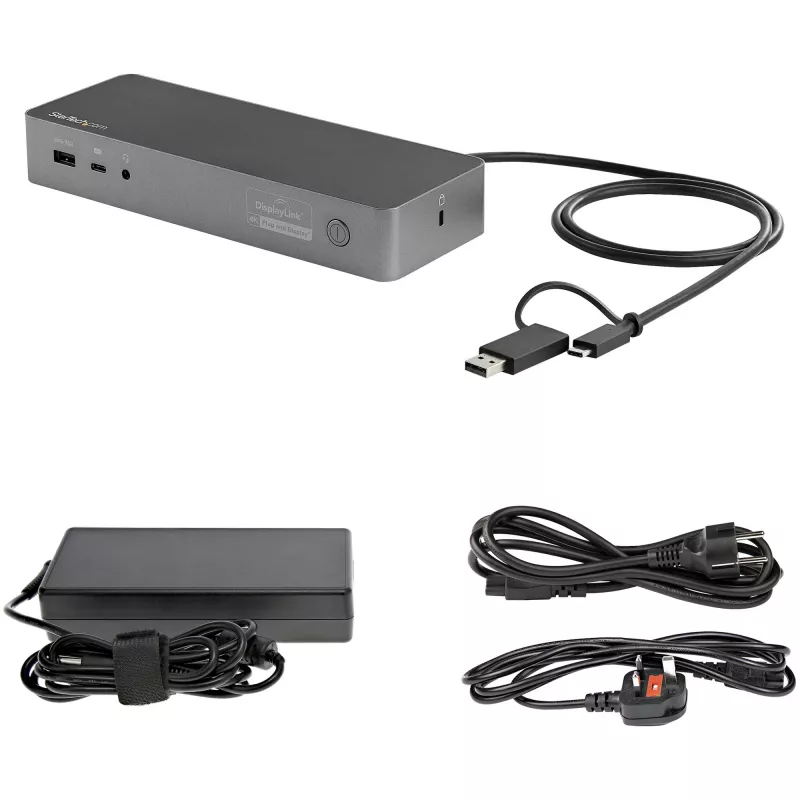 StarTech.com universele laptop-dockingstation, hybride USB-C- & USB-A-dock, dual 4K DP & HDMI, 100W PD, Mac / Windows / Chrome OS, 4x USB 5Gbps hub, GbE
