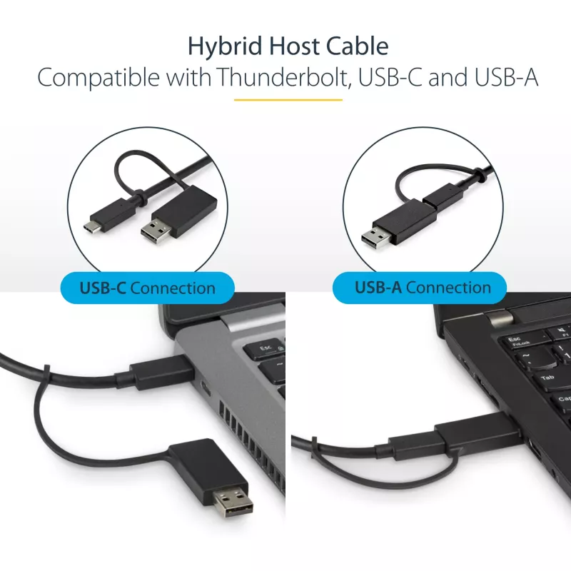 StarTech.com universele laptop-dockingstation, hybride USB-C- & USB-A-dock, dual 4K DP & HDMI, 100W PD, Mac / Windows / Chrome OS, 4x USB 5Gbps hub, GbE