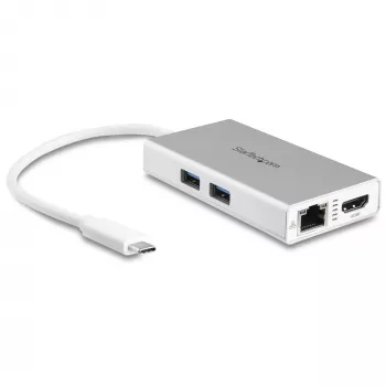 StarTech.com USB-C multipoort-adapter – USB-C travel-dockingstation met 4K HDMI – 60 W Power Delivery Pass-Through, GbE, 2-poorts USB-A 3.0 hub – draagbare mini-USB Type-C dock voor laptop – wit