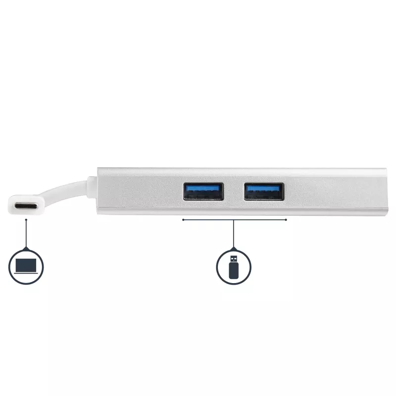 StarTech.com USB-C multipoort-adapter – USB-C travel-dockingstation met 4K HDMI – 60 W Power Delivery Pass-Through, GbE, 2-poorts USB-A 3.0 hub – draagbare mini-USB Type-C dock voor laptop – wit