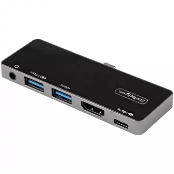 StarTech.com USB C multipoort-adapter – USB-C naar 4K 60Hz HDMI 2.0, 100W Power Delivery doorvoerladen, 3-poorts USB 3.0 hub, audio – USB-C mini-dock – draagbare USB Type-C reisdock