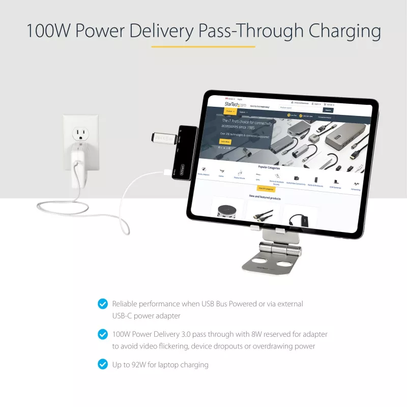 StarTech.com USB C multipoort-adapter – USB-C naar 4K 60Hz HDMI 2.0, 100W Power Delivery doorvoerladen, 3-poorts USB 3.0 hub, audio – USB-C mini-dock – draagbare USB Type-C reisdock