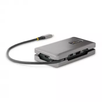 StarTech.com USB-C multipoort-adapter – 4K 60Hz HDMI/DP – 3-poorts USB-hub – 100W Power Delivery Pass-Through – GbE – mini-dockingstation voor onderweg met laadfunctie – 30 cm wrap-around-kabel