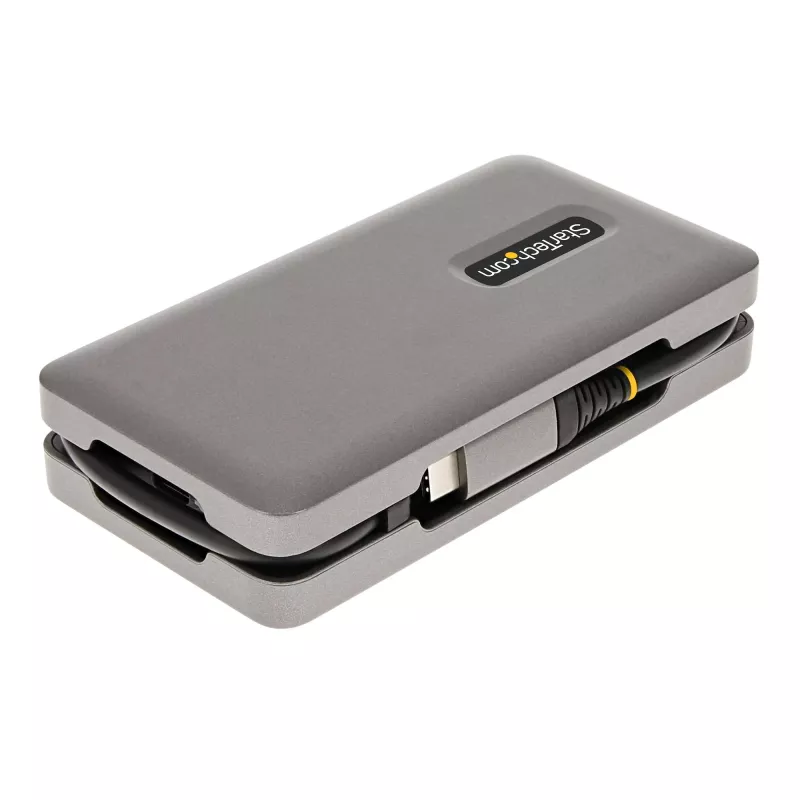 StarTech.com USB-C multipoort-adapter – 4K 60Hz HDMI/DP – 3-poorts USB-hub – 100W Power Delivery Pass-Through – GbE – mini-dockingstation voor onderweg met laadfunctie – 30 cm wrap-around-kabel
