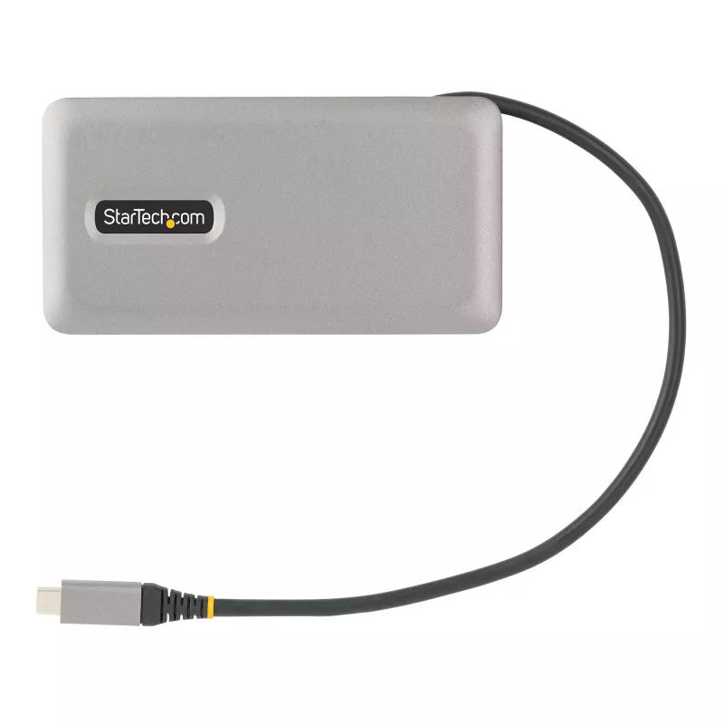 StarTech.com USB-C multipoort-adapter – 4K 60Hz HDMI/DP – 3-poorts USB-hub – 100W Power Delivery Pass-Through – GbE – mini-dockingstation voor onderweg met laadfunctie – 30 cm wrap-around-kabel