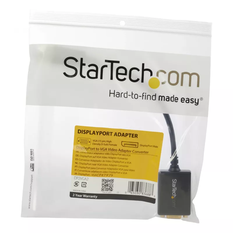 StarTech.com DisplayPort naar VGA adapter - actieve DP naar VGA converter - 1080p video - DisplayPort gecertificeerd - DP/DP++ bron naar VGA monitor kabel adapter dongle - vergrendelbare DP-aansluiting