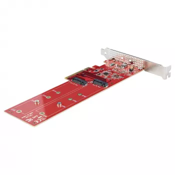 StarTech.com dual M.2 PCIe SSD-adapterkaart, PCIe x8 / x16 naar dual NVMe of AHCI M.2 SSD's, PCI Express 4.0, 7,8 GBps/schijf, bifurcatie vereist - Windows/Linux-compatibel