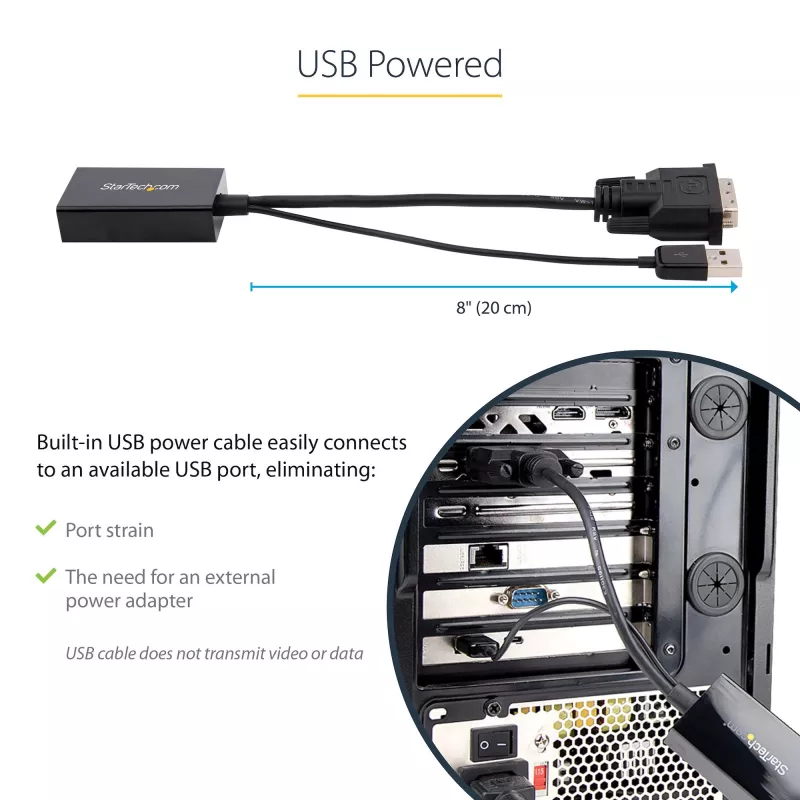 StarTech.com DVI-naar-DisplayPort-adapter – USB-voeding – 1920 x 1200 – DVI-naar-DisplayPort-converter – videoadapter – DVI-D naar DP