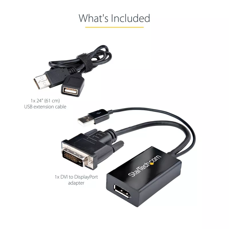StarTech.com DVI-naar-DisplayPort-adapter – USB-voeding – 1920 x 1200 – DVI-naar-DisplayPort-converter – videoadapter – DVI-D naar DP