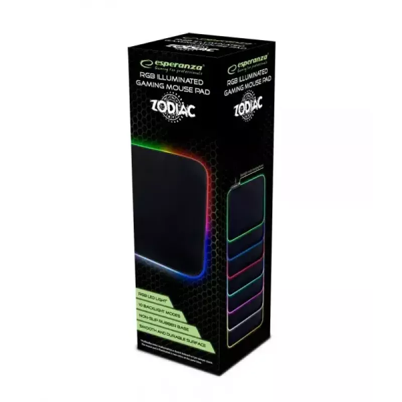 Gaming-muismat ESPERANZA EGP105 — 350×250 mm, zwart, USB-gevoed, antislip ondergrond
