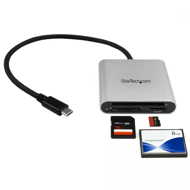 StarTech.com USB 3.0 flashgeheugen multikaartlezer/-schrijver met USB-C - SD, microSD, CompactFlash