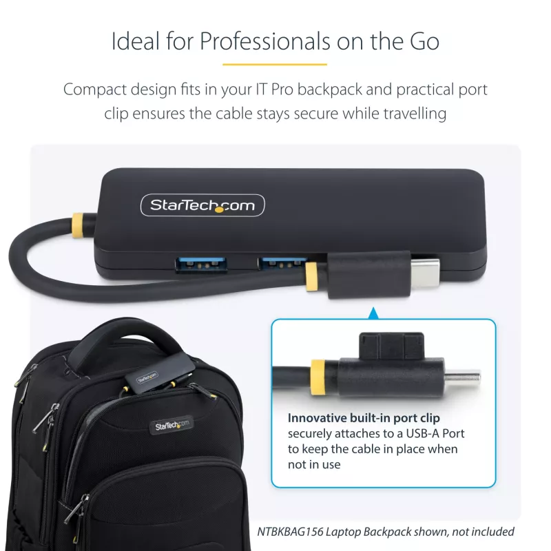 StarTech.com 4-poorts USB-C-hub, 5 Gbit/s, USB-C naar 4x USB-A, busgevoed, kleine reis-mini-hub, multi-poorts USB 3.0-splitter, draagbare hub, overstroombeveiliging