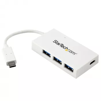 StarTech.com 4-poorts USB-C-hub met 1x USB-C- en 3x USB-A-aansluitingen (SuperSpeed 5 Gbit/s) – USB-busgevoed – draagbare/laptop-USB-3.0-adapter-hub – USB 3.2 Gen 1 Type-C-hub – wit~4-poorts USB-C-hub met 1x USB-C- en 3x USB-A-aansluitingen (SuperSpeed 5 Gbit/s) – USB-busgevoed – draagbare/laptop-USB-3.0-adapter-hub – USB 3.2 Gen 1 Type-C-hub – wit