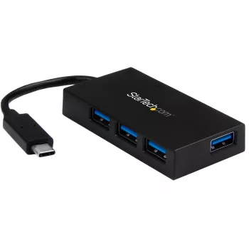 StarTech.com 4-poorts USB C-hub - USB Type-C-hub met 4x USB-A-aansluitingen (USB 3.0/3.1 Gen 1 SuperSpeed 5 Gbit/s) - USB-bus of zelfstandige voeding - draagbare USB-C-naar-USB-A BC-1.2-laadhub met voeding~4-poorts USB C-hub - USB Type-C-hub met 4x USB-A-aansluitingen USB 3.0-hub (5 Gbit/s) - USB-bus of zelfstandige voeding - draagbare USB-C-naar-USB-A BC-1.2-laadhub met voeding