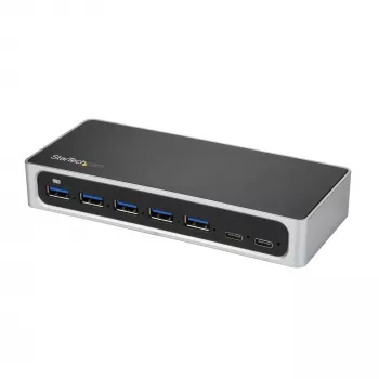 StarTech.com 7-poorts USB C-hub met snellaadaansluiting – USB-C naar 5x USB-A 2x USB-C (USB 3.0 SuperSpeed 5 Gbit/s) – zelfgevoede USB 3.2 Gen 1 Type-C-hub met voeding – desktop-/laptop-hub