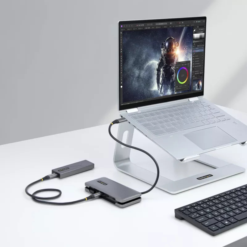 StarTech.com HB31CM1A3CB 4-poorts USB-C-hub, 1x USB-A + 3x USB-C, USB 3.2 Gen 2 10 Gbps, busgevoed, 25 cm (9,8 inch) wrap-around-kabel