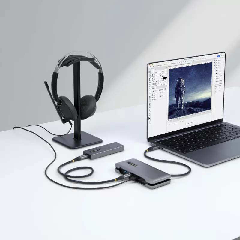 StarTech.com HB31CM1A3CB 4-poorts USB-C-hub, 1x USB-A + 3x USB-C, USB 3.2 Gen 2 10 Gbps, busgevoed, 25 cm (9,8 inch) wrap-around-kabel