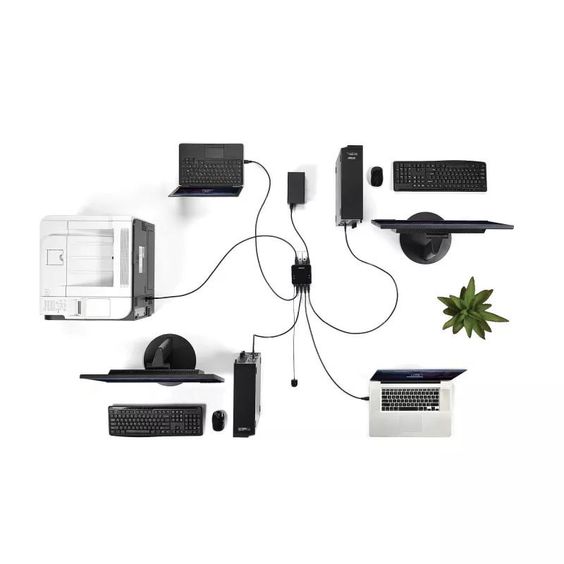 StarTech.com 4-naar-4 USB 3.0-periferie-switchbox, 5 Gbit/s, Micro-USB Type-B, zwart, kunststof, CE, FCC, REACH, 0 - 40 °C