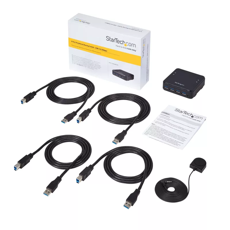 StarTech.com 4-naar-4 USB 3.0-periferie-switchbox, 5 Gbit/s, Micro-USB Type-B, zwart, kunststof, CE, FCC, REACH, 0 - 40 °C