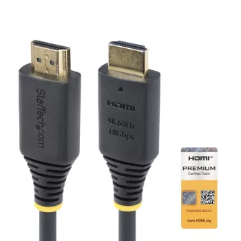 StarTech.com 50cm Premium gecertificeerde High Speed HDMI-kabel, 4K 60Hz/1440p 144Hz, HDR10/HDCP 2.2/ARC, 18Gbps, UHD HDMI 2.0-kabel voor tv/monitor/display, TPE-mantel