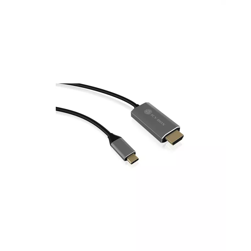 Icy Box IB-CB020-C USB Type-C naar HDMI-kabel, 1,8 m, 4K 60 Hz, zwart/zilver