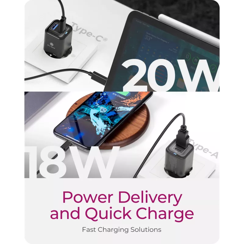 ICY BOX IB-PS1020-PD universele zwarte AC-snellader voor binnen