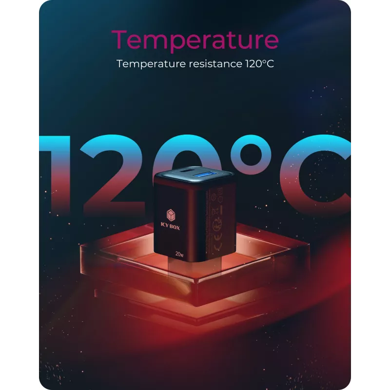 ICY BOX IB-PS1020-PD universele zwarte AC-snellader voor binnen