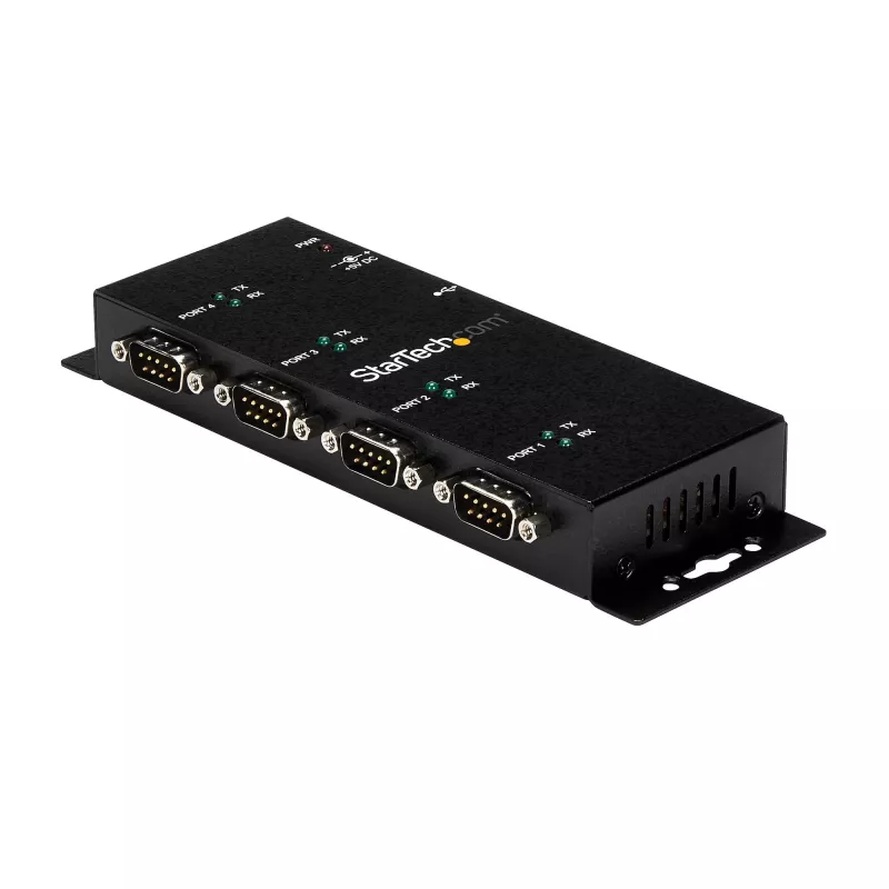 StarTech.com 4-poorts USB naar DB9 RS232 seriële adapter hub – industriële DIN-rail- en wandmontage