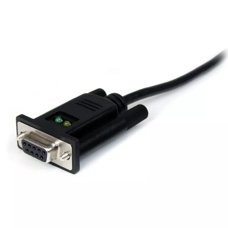 StarTech.com ICUSB232FTN 1-poorts USB-naar-nulmodem RS232 DB9 serieel DCE-adapterkabel, FTDI, USB 2.0, zwart