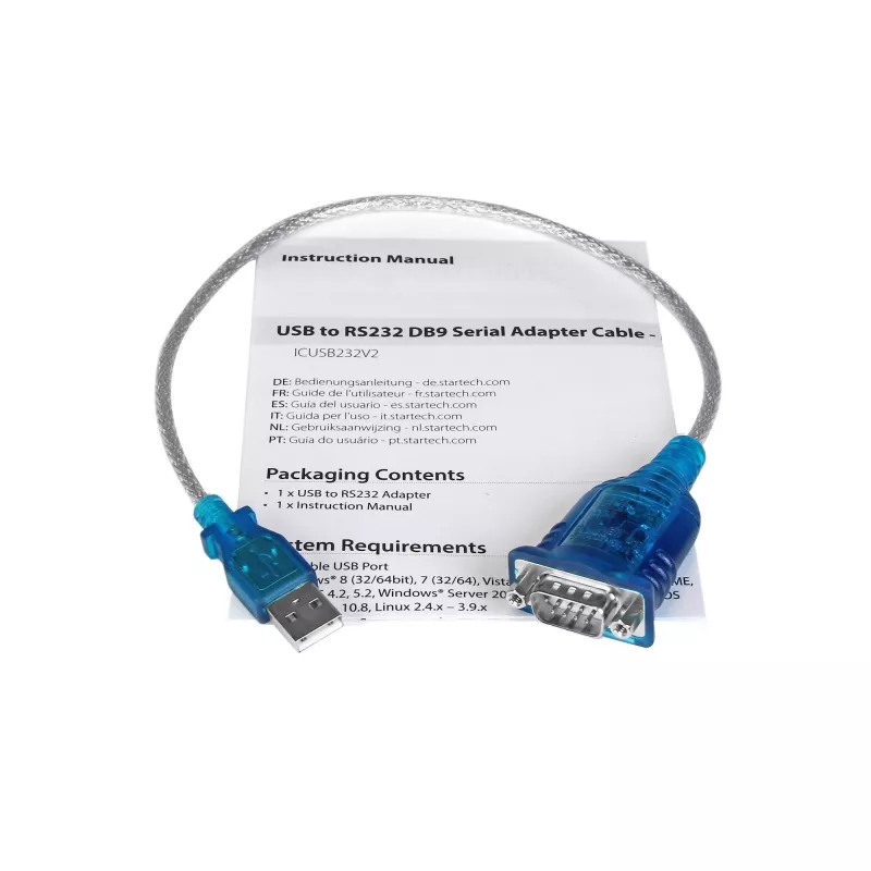 StarTech.com 43 cm (17 inch) 1-poorts USB naar RS232 DB9 seriële adapterkabel, USB naar serieel adapterkabel - M/M